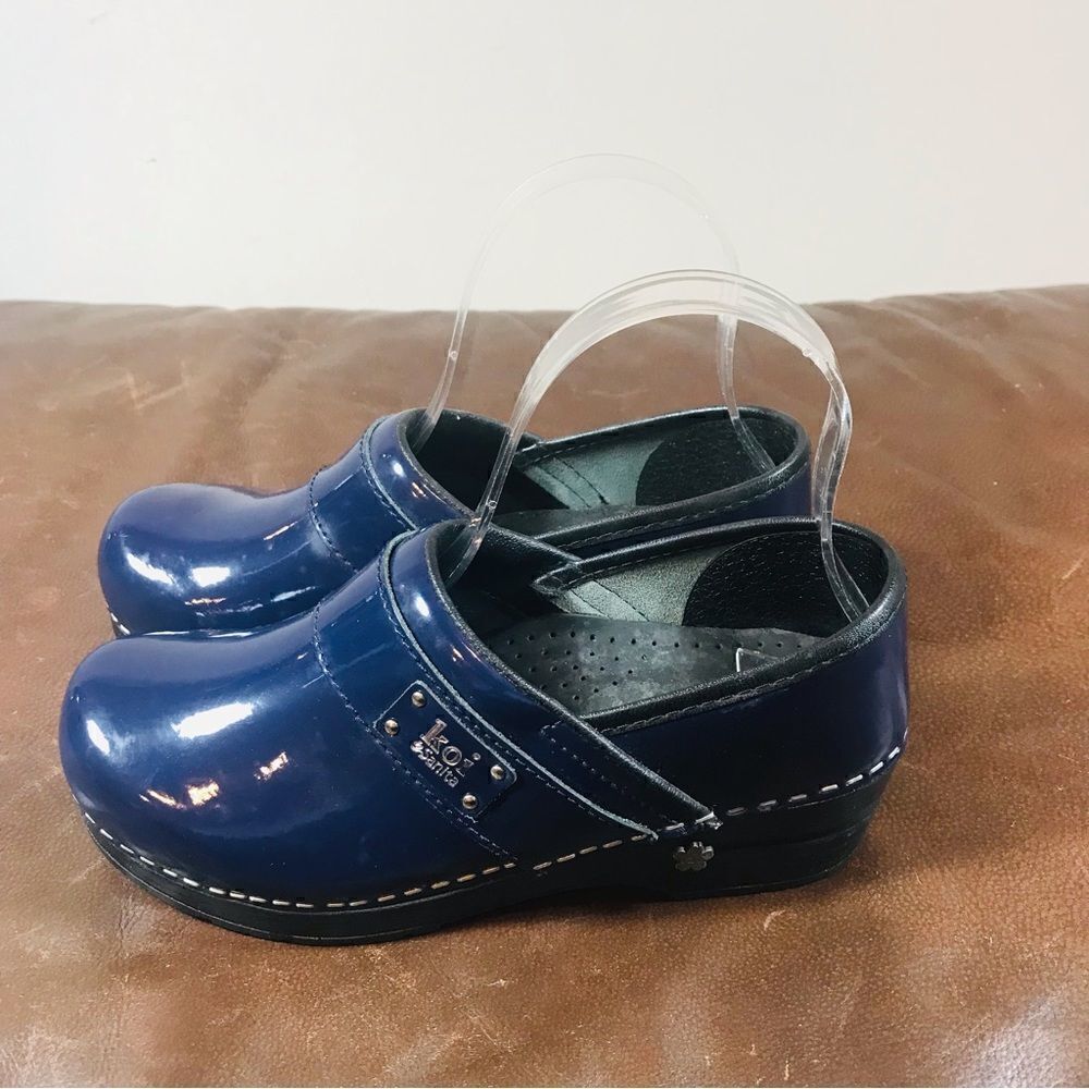 ✅Sanita Blue Patent Leather Professional Clogs